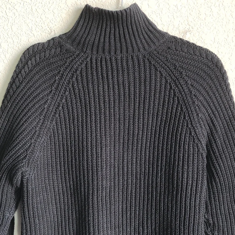 Lululemon Bring The Cozy Sweater Black Cotton Cable Knit Turtleneck